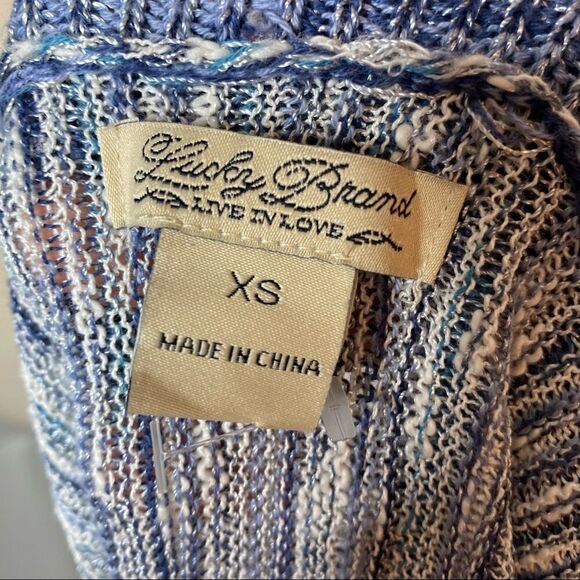 Lucky Brand XS Marled Blue Knit Short Sleeve Cardigan Sweater - Picture 8 of 10